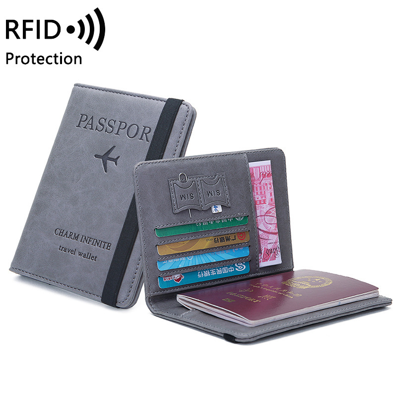 Index Card Holder - Porta pasaporte unisex de cuero PU: