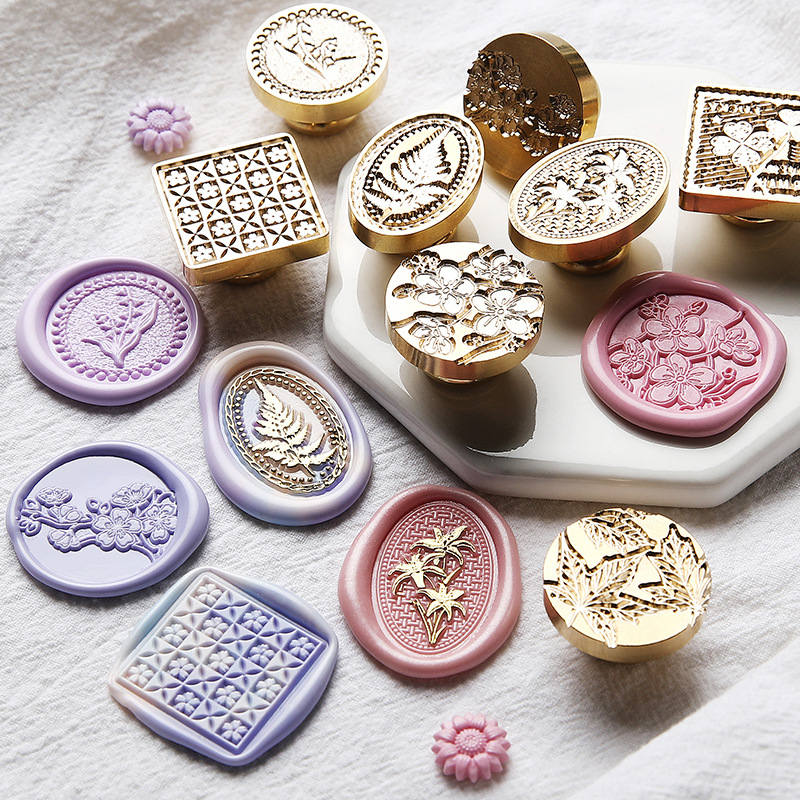 Wax Seal Stamp Set - Sello de cera Retro, flores de