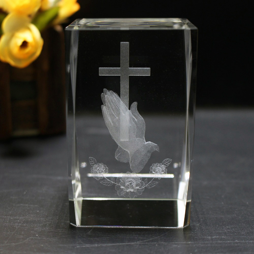 Paper Weight Crystal - Cubo religioso de cristal láser 3D,