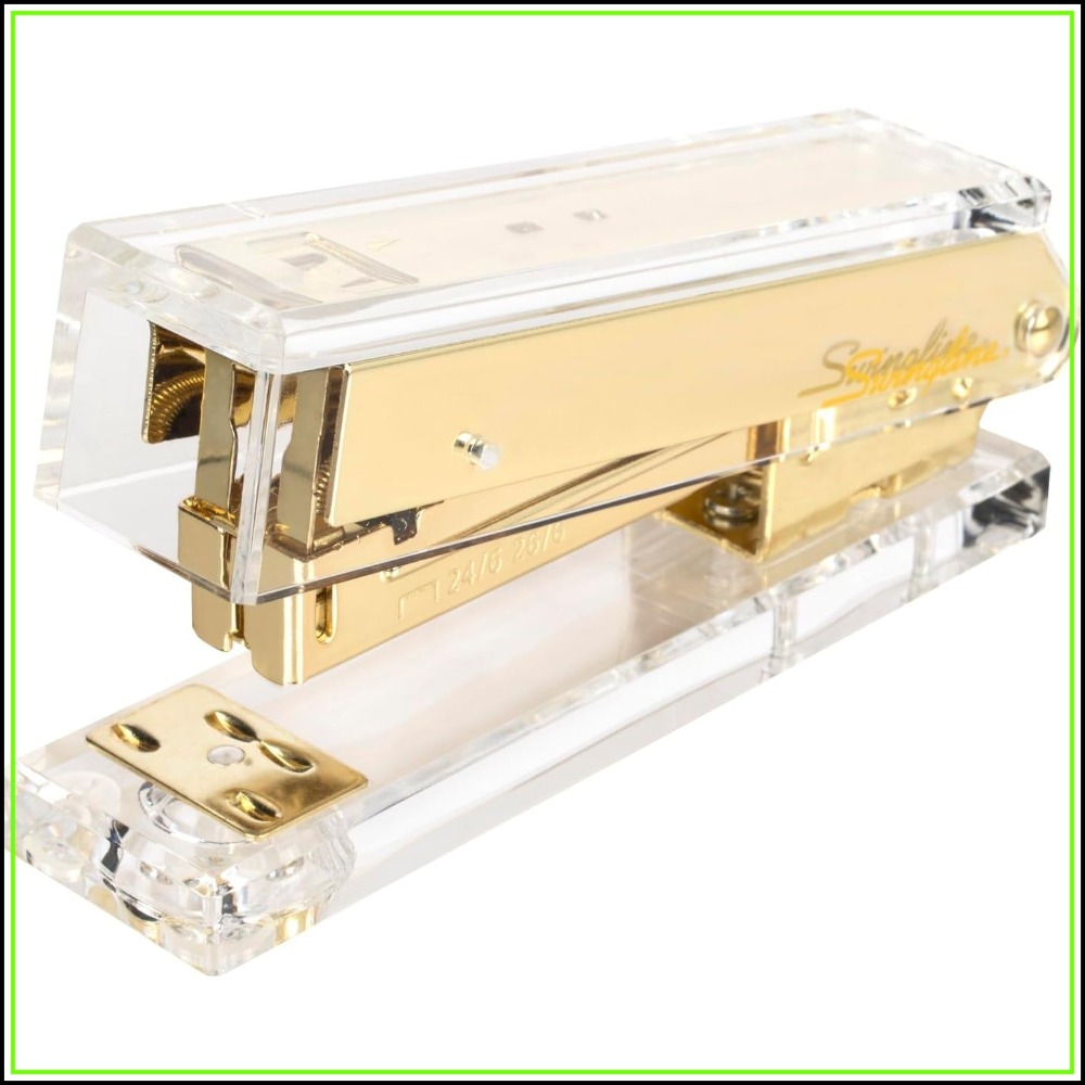 Stapler Half Strip - Engrapadora Compacta de Acrílico Transparente Dorada,